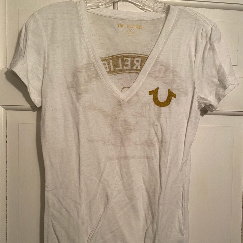True Religion White Logo Tee